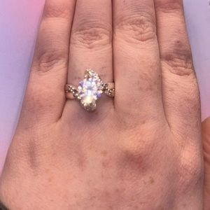 silver ring with gems